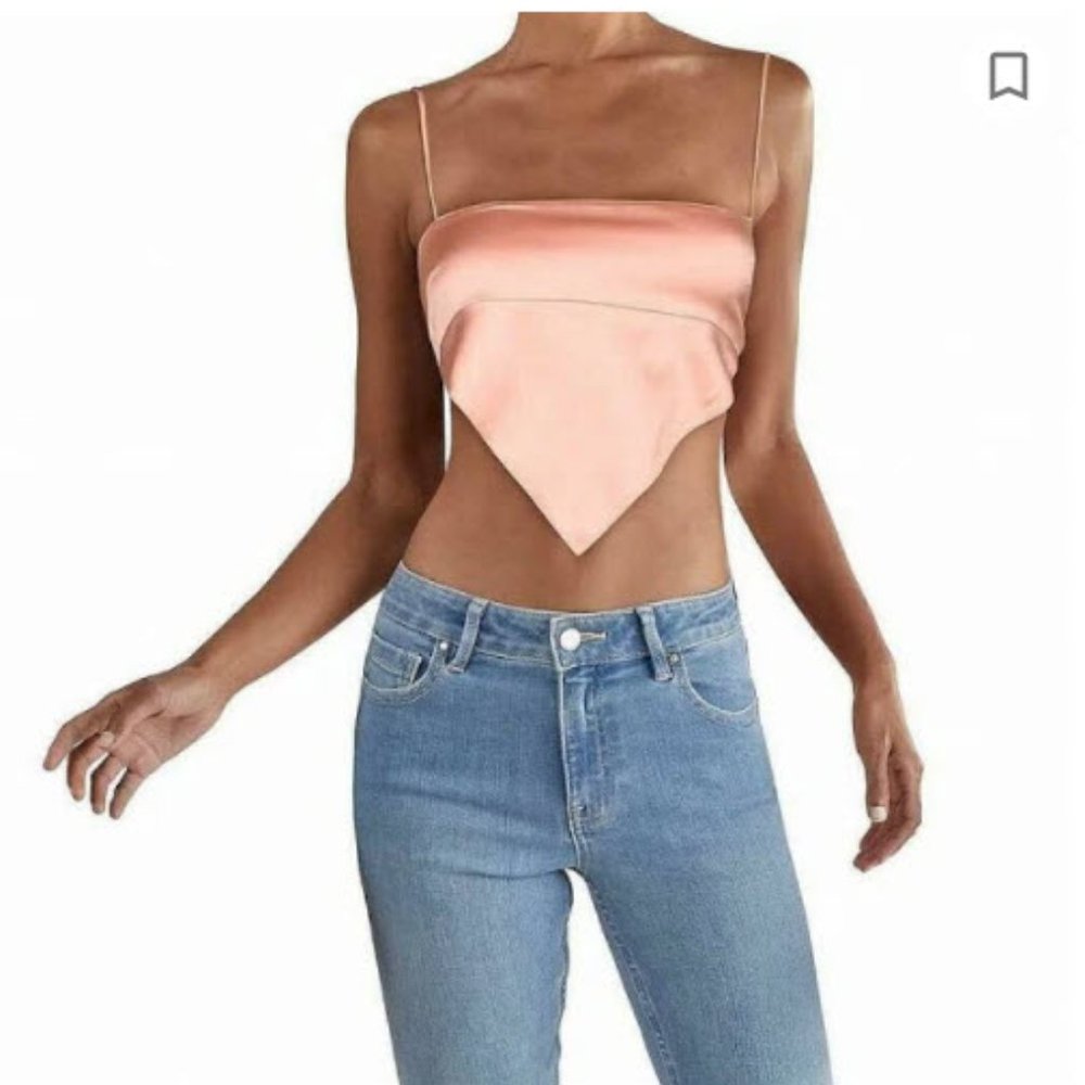 NWT Pink Silky Handkerchief Top